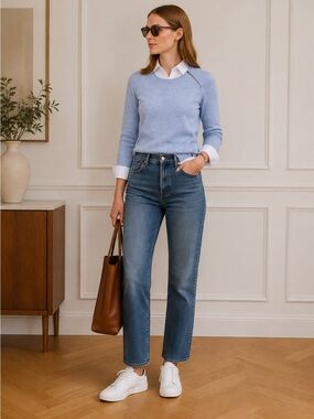 J.Crew baby blue sweater with zipper detail